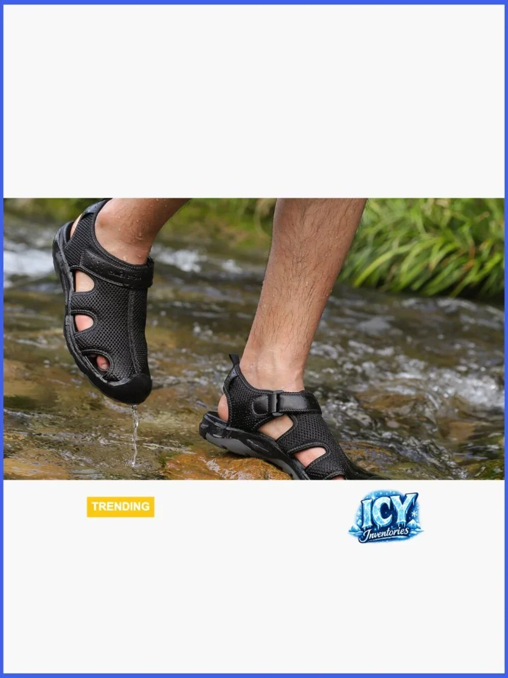 Men's Mesh Hiking Sandals, Closed-Toe Sport Sandals with Adjustable Straps,